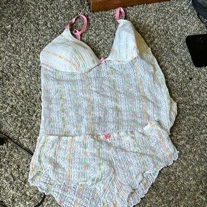 Large lace top and bottom camisole and panties